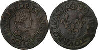France Double Tournois Louis XIII, Poitiers, Copper -