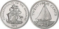 Bahamas 25 Cents Elizabeth II, Franklin Mint, Proof, Nickel -