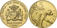 Guyana 5 Cents Franklin Mint, Proof, Brass, KM:38 -
