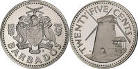 Barbados 25 Cents Franklin Mint, Proof, Copper-nickel, KM:13 -