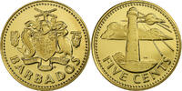 Barbados 5 Cents Franklin Mint, Proof, Brass, KM:11 -