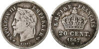France 20 Centimes Napoleon III, Strasbourg, Silver -