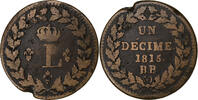 France Decime Louis XVIII, Dupré, Strasbourg, Copper -