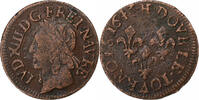 France Double Tournois Louis XIII, Corbeil, Copper -