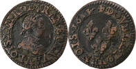 France Double Tournois Louis XIII, Paris, Copper -