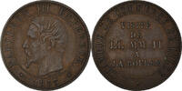 France 5 Centimes Coin, Napoleon III, Bourse, Lille, Bronze -