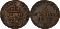 Prussia 3 Pfenninge Wilhelm I, Berlin, Copper -