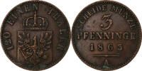 Prussia 3 Pfenninge Wilhelm I, Berlin, Copper -