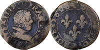 France Double Tournois Louis XIII, Poitiers, Copper -