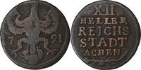 German States 12 Heller Aachen, Bronze -