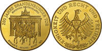 Germany Medaille 200 Jahre Brandenburger Tor, Bismarck, Copper-Nickel Gilt -