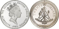 British Virgin Islands 20 Dollars 1985 Franklin Mint Elizabeth II, Franklin Mint, Proof MS(65-70)