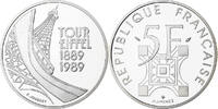 France 5 Francs Eiffel Tower, MDP, Proof, Silver -