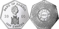 Zambia 1000 Kwacha Elizabeth II, London, Proof, Copper-nickel -