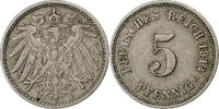 Germany 5 Pfennig Wilhelm II, Stuttgart, Copper-nickel -