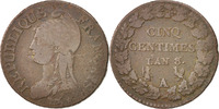 France 5 Centimes Coin, Paris, Bronze, Gadoury:126a -
