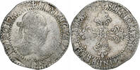France 1/2 franc au col gaufré Henri III, Paris, Silver -