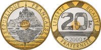 France 20 Francs Mont Saint-Michel, MDP, Proof, Bimetallic -