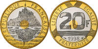 France 20 Francs Mont Saint-Michel, MDP, Proof, Bimetallic -