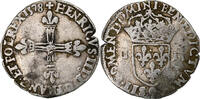 France 1/4 Ecu croix de face Henri III, Rennes, Silver -