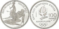France 100 Francs Albertville - Slalom Skiing, MDP, Proof, Silver -