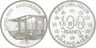 France 100 Francs-15 Ecus Magere Brug, Amsterdam, MDP, Proof, Silver -