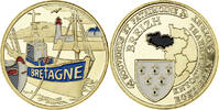 France Medaille La Bretagne, Breizh, Gilt iron, Colourized -