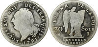 France 1791 / AN 3 Limoges Louis XVI, 30 sols François, Limoges, Silver VF(20-25)
