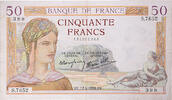 France 50 Francs Cérès, S,7652, Fayette:18.9, KM:85b -
