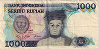 Indonesia 1000 Rupiah Banknote, KM:124a -