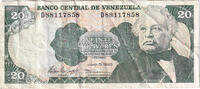 Venezuela 20 Bolivares Banknote, 1995-06-05, KM:63e -