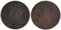 Netherlands 1/2 Cent Coin, William I, Copper, KM:51 -