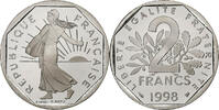 France 2 Francs Coin, Semeuse, Paris, Proof / BE, Nickel -