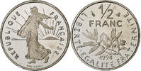 France 1/2 Franc Coin, Semeuse, Paris, Proof / BE, Nickel -