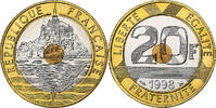 France 20 Francs Coin, Mont Saint Michel, Paris, BU -