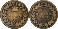 France Decime Louis XVIII, Strasbourg, Bronze, Gadoury:196 -