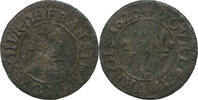 France Double Tournois Louis XIII, Poitiers, Copper -