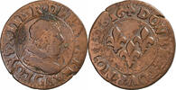 France Double Tournois Louis XIII, Poitiers, Copper -