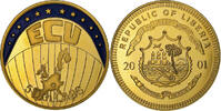 Liberia 5 Dollars Ecu, Proof, Copper-nickel -