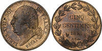France 5 Centimes Louis XVIII, Paris, Pattern, Bronze -