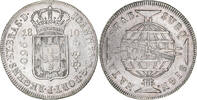 Brazil 960 Reis João VI, Bahia, Overstruck, Silver, KM:307.1 -