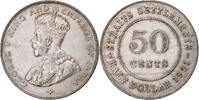 Straits Settlements 50 Cents George V, Bombay, Silver -