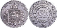 Brazil 2000 Reis Pedro II, Rio de Janeiro, Silver -