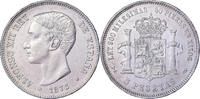 Spain 5 Pesetas Alfonso XII, Madrid, Silver -
