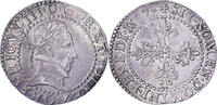 France 1/2 Franc au col plat Henri III, Poitiers, Silver -