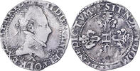 France 1/2 Franc au col plat Henri III, Amiens, Silver -