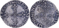 France 1/4 Ecu Henri III, Rennes, Silver, Gadoury:494 -