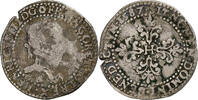 France 1/2 Franc au col plat Henri III, Rouen, Silver -
