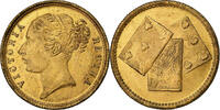 United Kingdom betaalpenning Victoria, Cards, Gold plated brass -