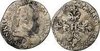 France 1/4 Franc au col plat Henri III, Limoges, Silver -